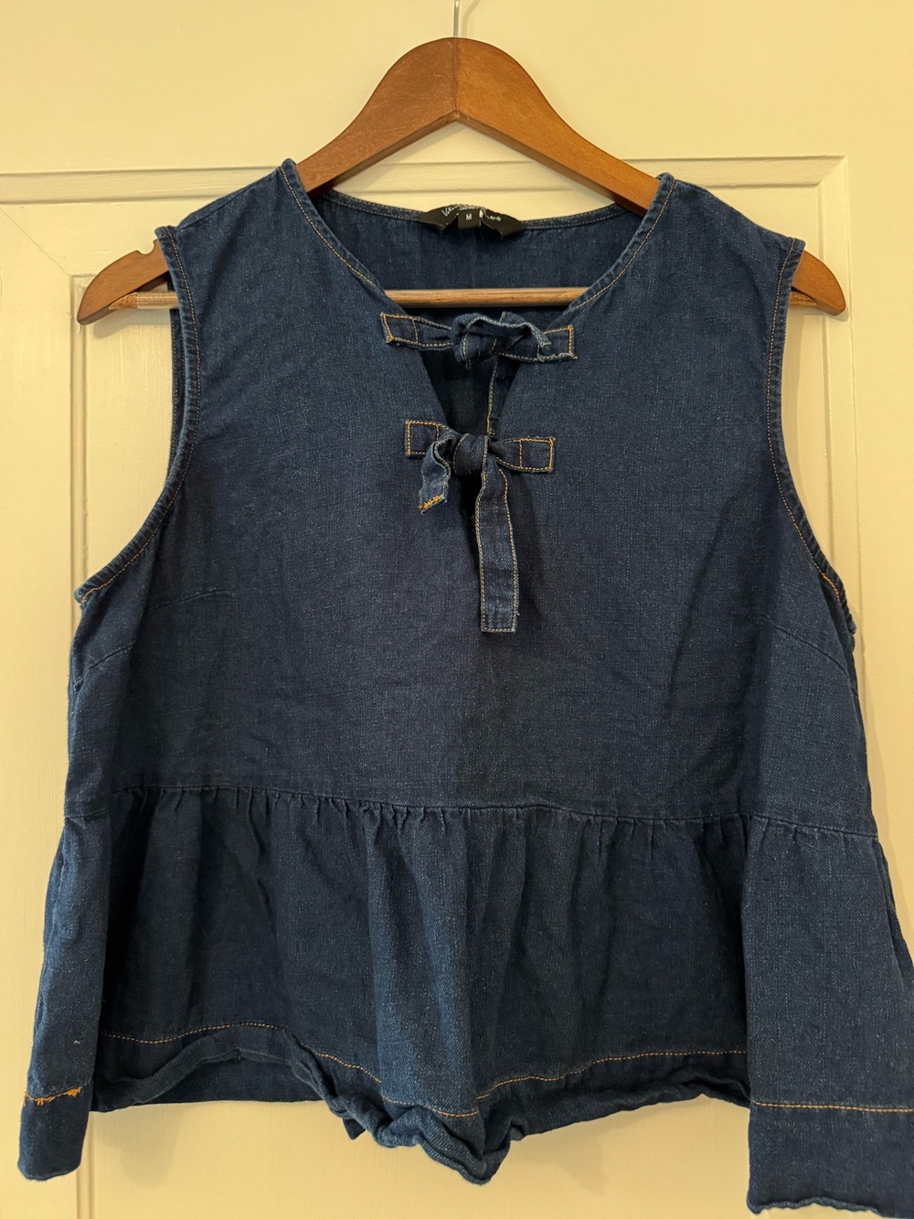 Women's Indigo Denim Tie-Front Top